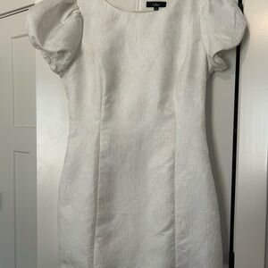 Lulu's Ivory Puff Sleeve Mini Dress
